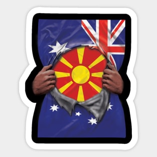 Macedonia Flag Australian Flag Ripped - Gift for Macedonian From Macedonia Sticker